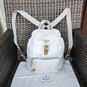 Prada White  Nylon Backpack